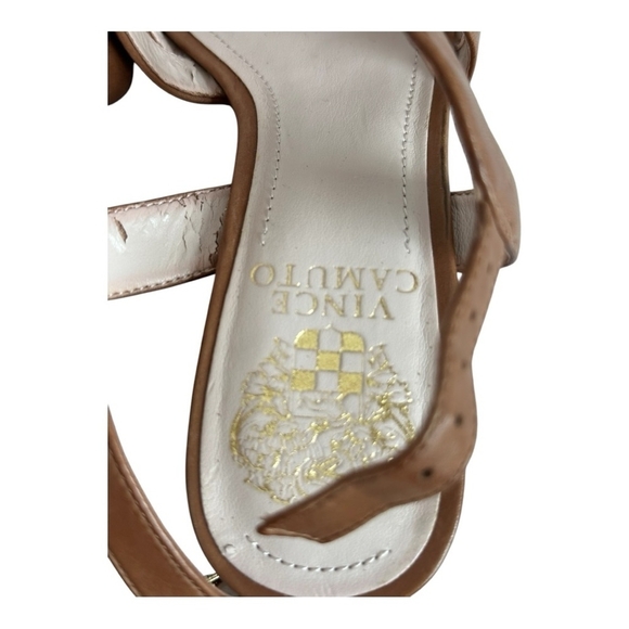 Vince Camuto Tan Brown Leather Espadrille Platform Wedge Sandals Size 6 - Picture 9 of 9